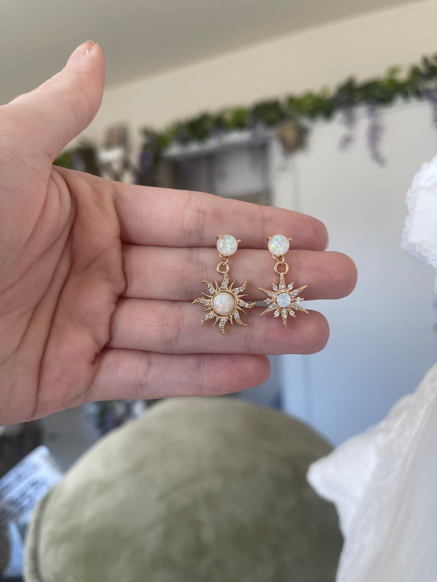 Opal Sun & Moon Earrings