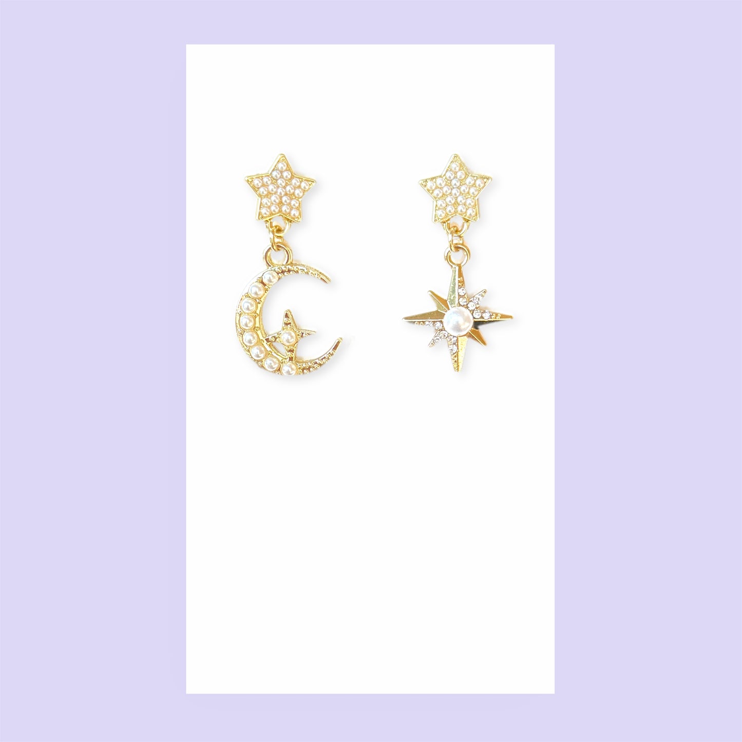 Pearl Moon & Star Earrings