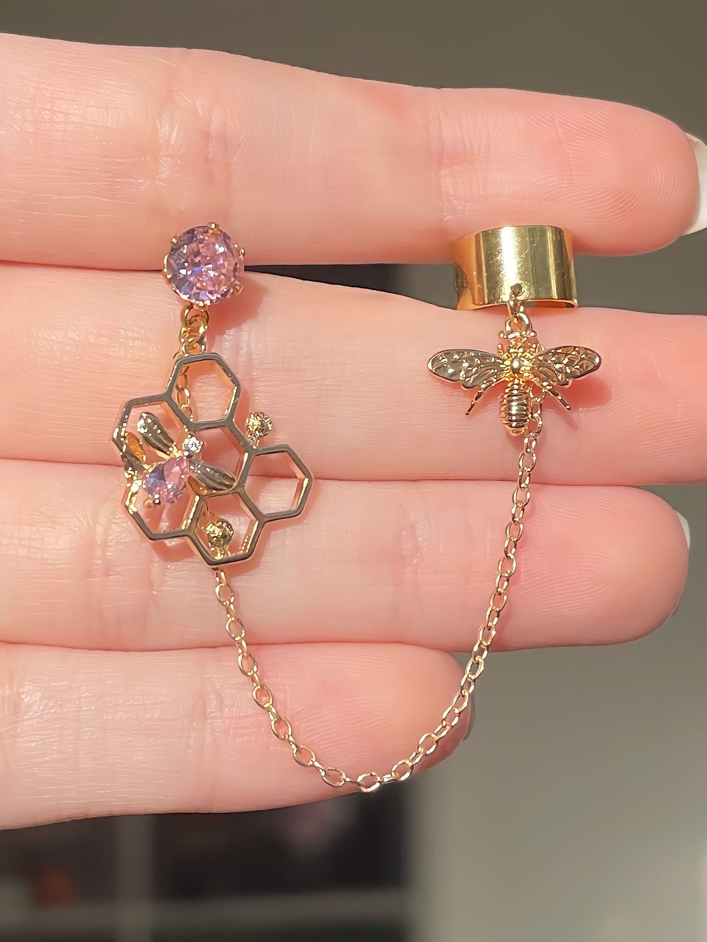 Pink Bee Earrings + Cuff