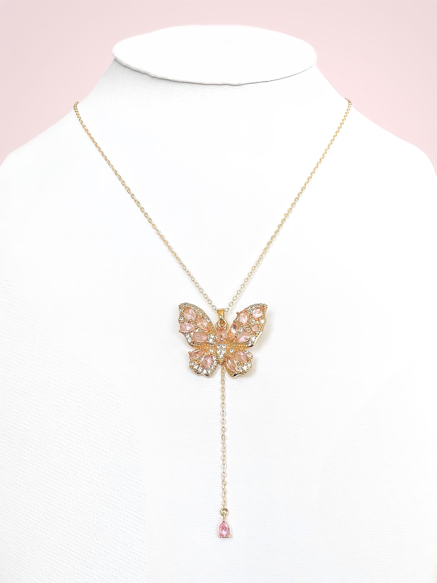 Pink Butterfly Necklace