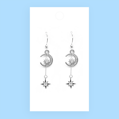 Silver Moon n Star Earrings