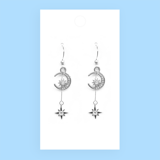 Silver Moon n Star Earrings