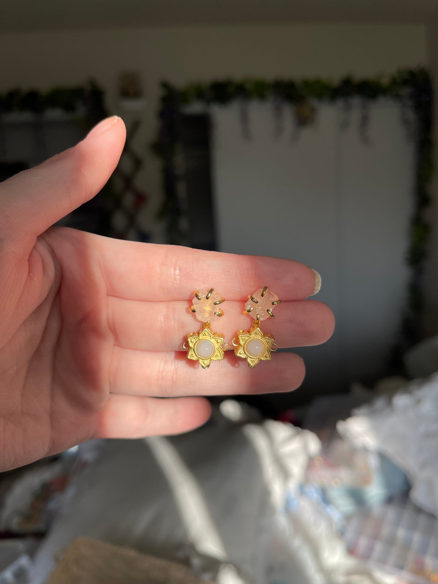 Pink Sunstone Earrings