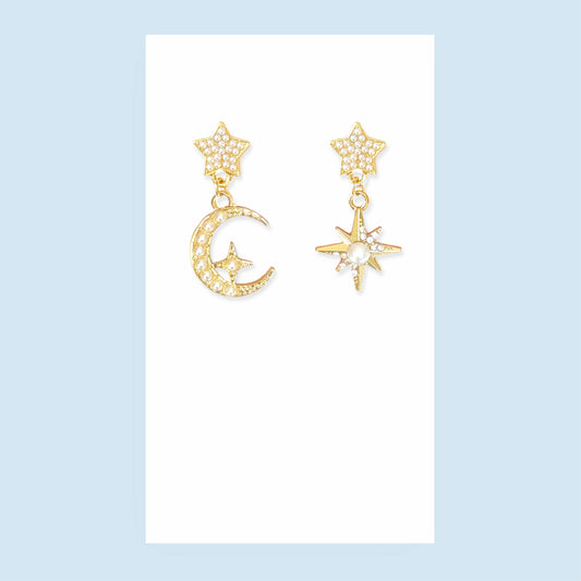 Pearl Moon & Star Earrings