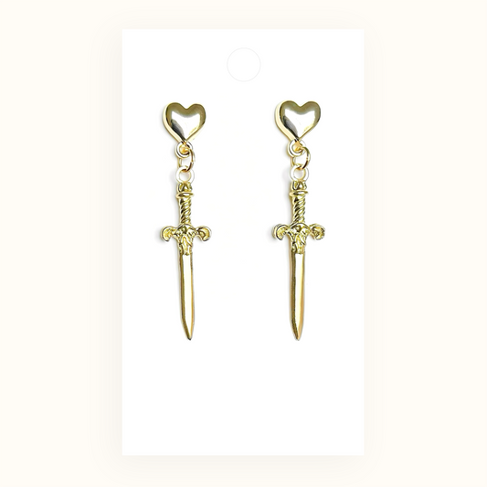 Gold Sword Earrings