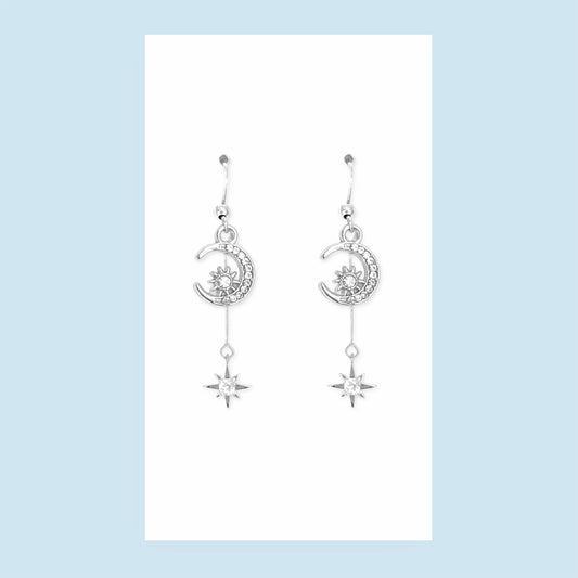 Silver Moon n Star Earrings