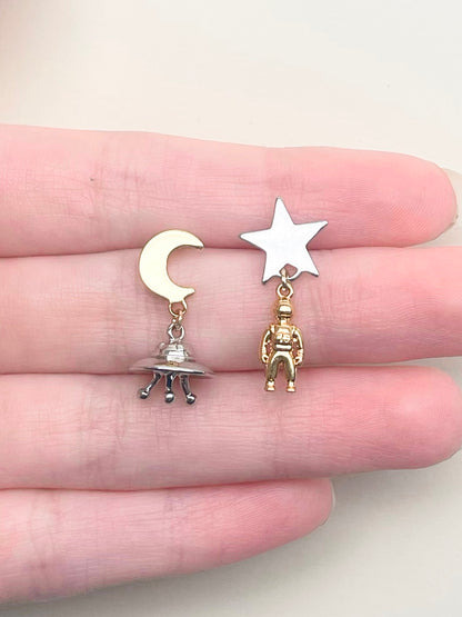 Asymmetrical Space Earrings