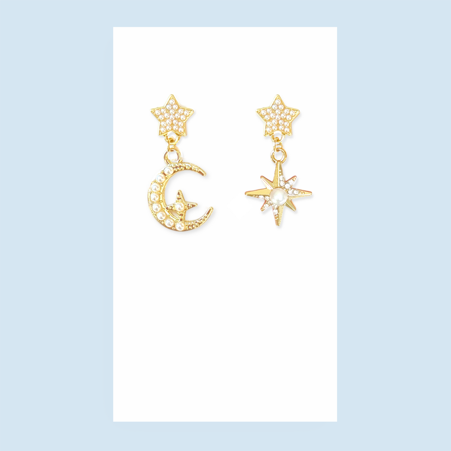 Pearl Moon & Star Earrings