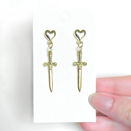 Gold Sword Earrings