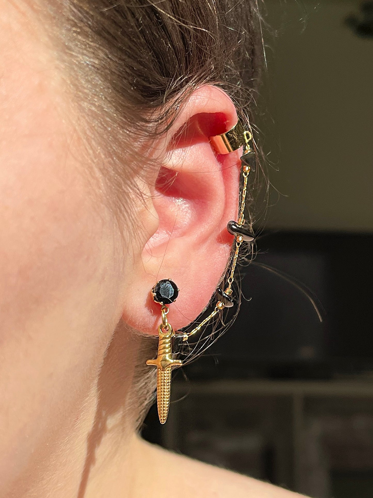 Gold/Silver Dagger Earrings + Cuff